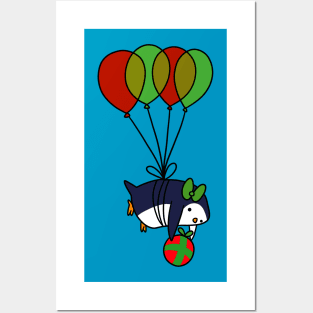 Christmas Balloon Penguin Posters and Art